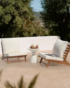 Set di 2 sedie da giardino con cuscini MICCIANO Legno d'acacia Bianco sporco