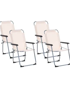 Set di 4 sedie da giardino GALATSI Pieghevole Metallo Beige
