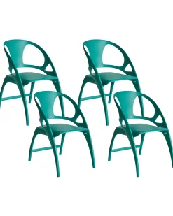 Set di 4 sedie da giardino NEMI Pieghevole Foglia di tè