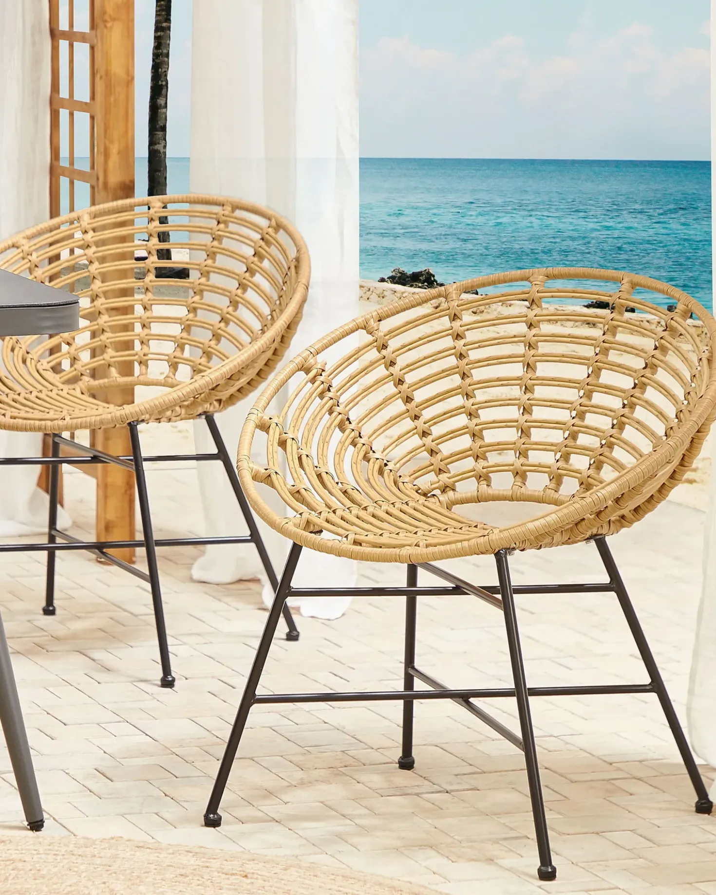 Set di 2 sedie da giardino ACERRA Rattan sintetico (PE) Marrone chiaro