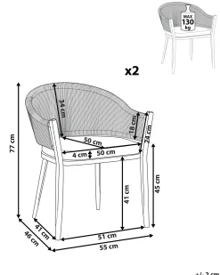 Set di 2 sedie da giardino con cuscini MILETO Metallo Grigio