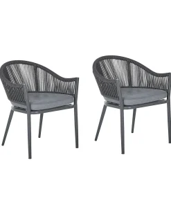 Set di 2 sedie da giardino con cuscini MILETO Metallo Grigio