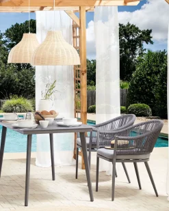Set di 2 sedie da giardino con cuscini MILETO Metallo Grigio