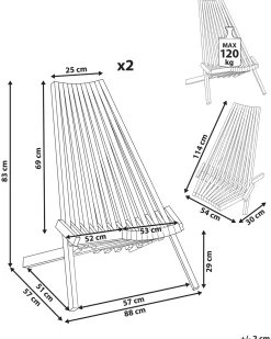 Set di 2 sedie da giardino BELLANO Legno d'acacia Marrone