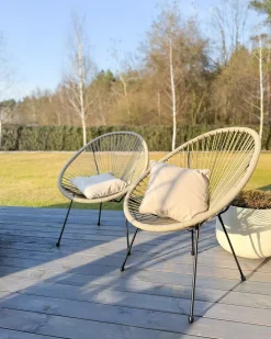 Set di 2 sedie da giardino ACAPULCO II Rattan sintetico (PE) Grigio chiaro