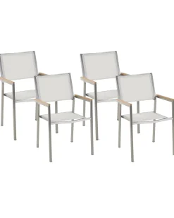 Set di 4 sedie da giardino GROSSETO Acciaio inox Bianco