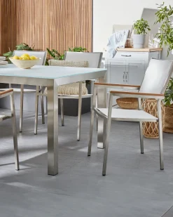 Set di 4 sedie da giardino GROSSETO Acciaio inox Bianco