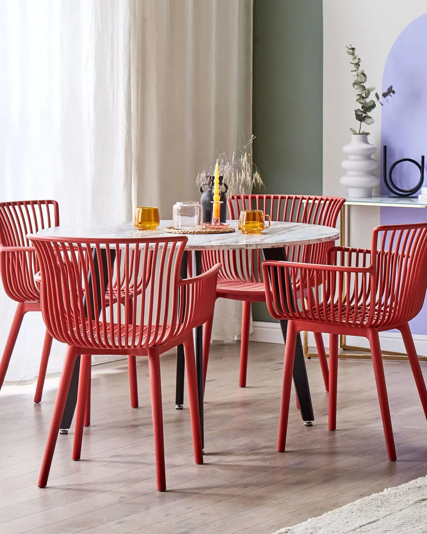Set di 4 sedie da giardino PESARO Rosso