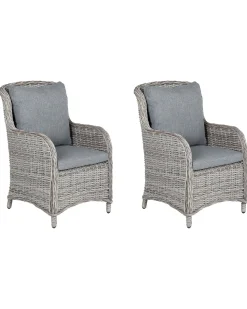 Set di 2 sedie da giardino con cuscini CASCAIS Rattan sintetico (PE) Grigio