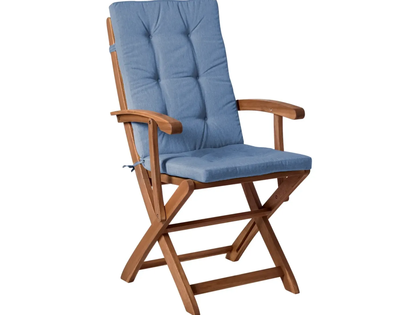 Set di 2 sedie da giardino con cuscini MAUI PREMIUM Legno d'acacia Blu