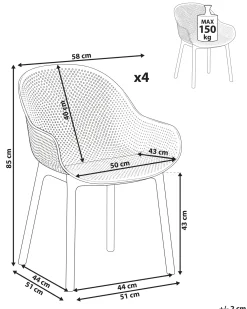 Set di 4 sedie da giardino TIGGIANO Corallo