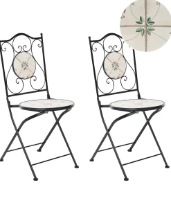 Set di 2 sedie da giardino CARONA Pieghevole Metallo Nero