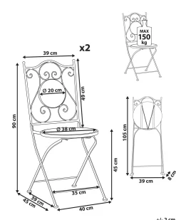 Set di 2 sedie da giardino CARONA Pieghevole Metallo Nero