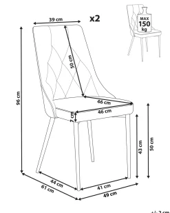 Set di 2 sedie da pranzo AVENIR Velluto Grigio chiaro