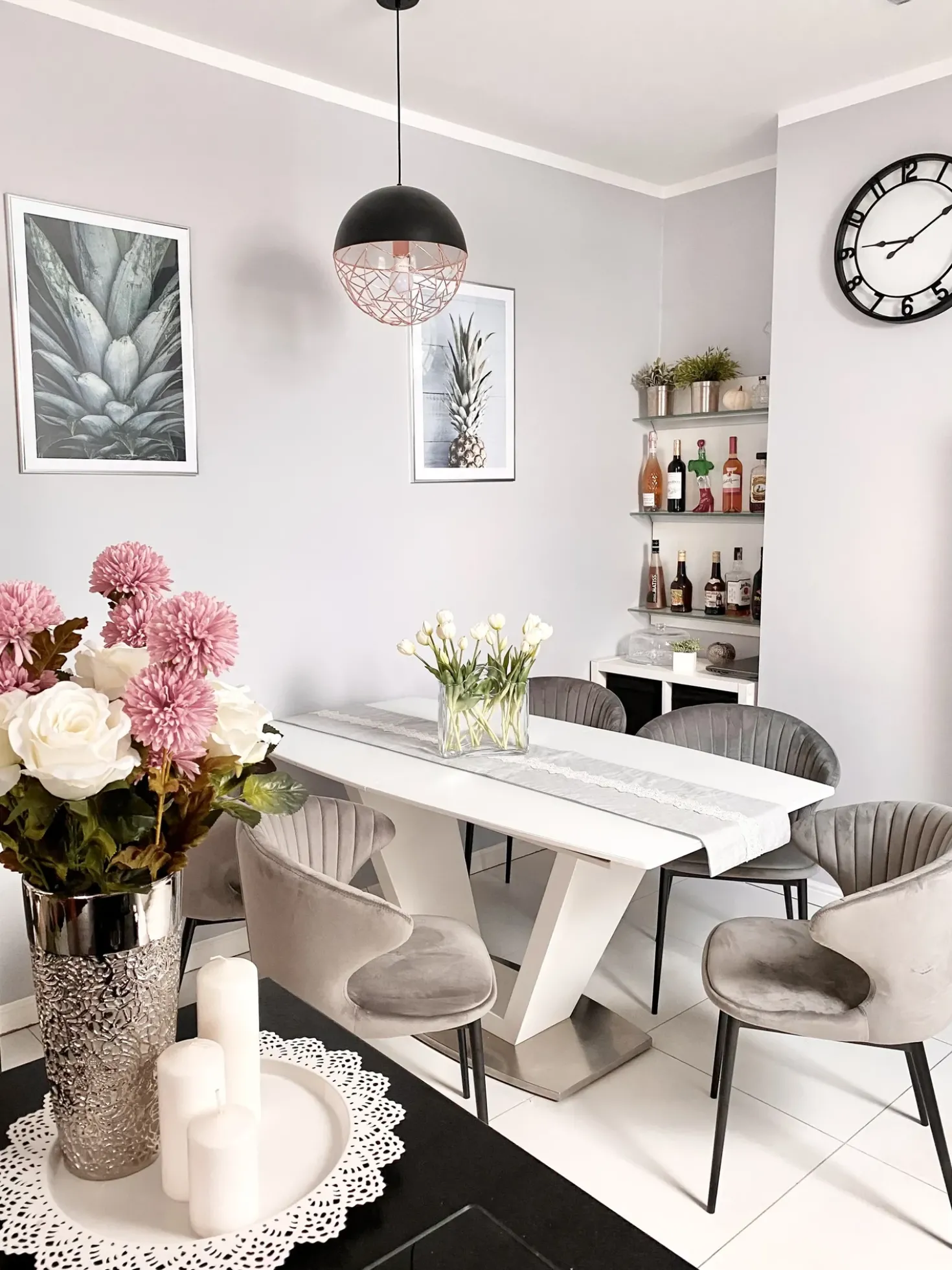 Set di 2 sedie da pranzo AUGUSTA Velluto Grigio
