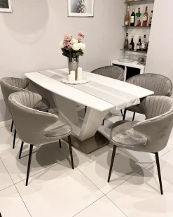 Set di 2 sedie da pranzo AUGUSTA Velluto Grigio