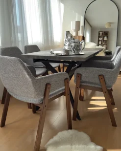 Set di 2 sedie da pranzo ALBION Tessuto Grigio