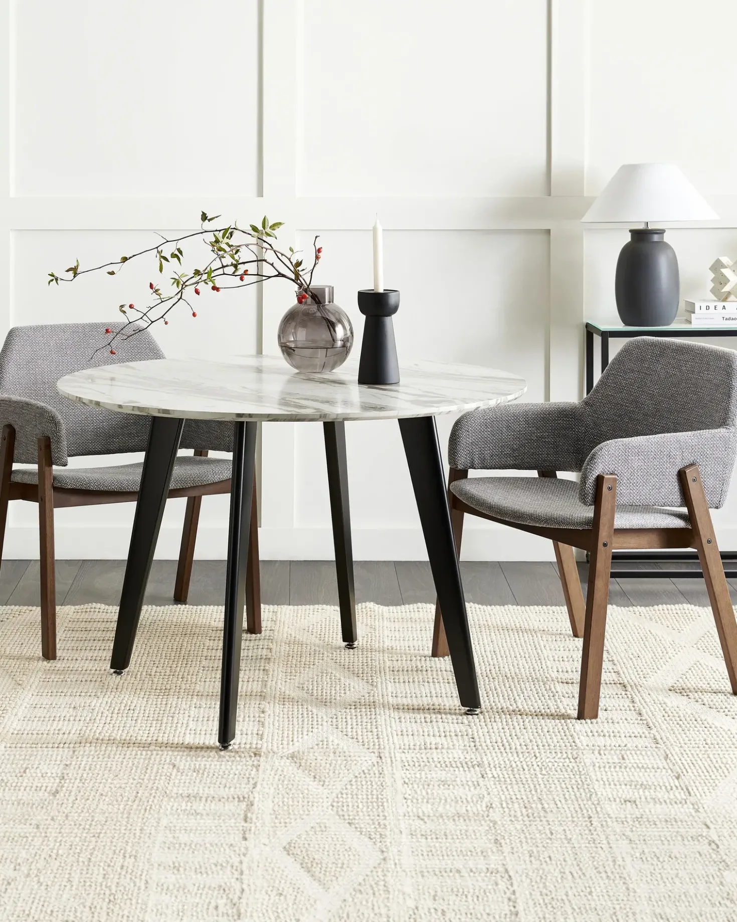 Set di 2 sedie da pranzo ALBION Tessuto Grigio