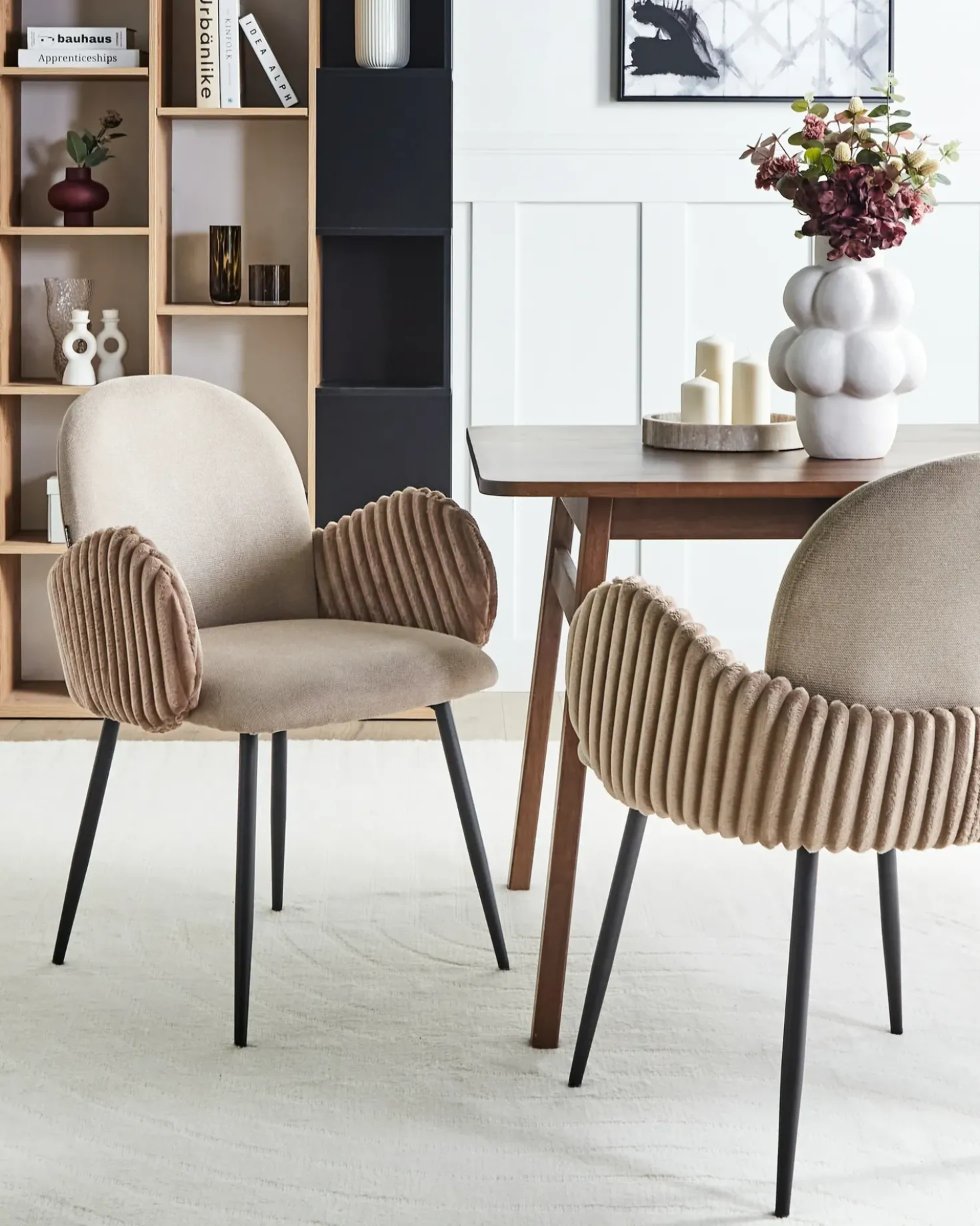 Set di 2 sedie da pranzo AMITY Tessuto Tortora