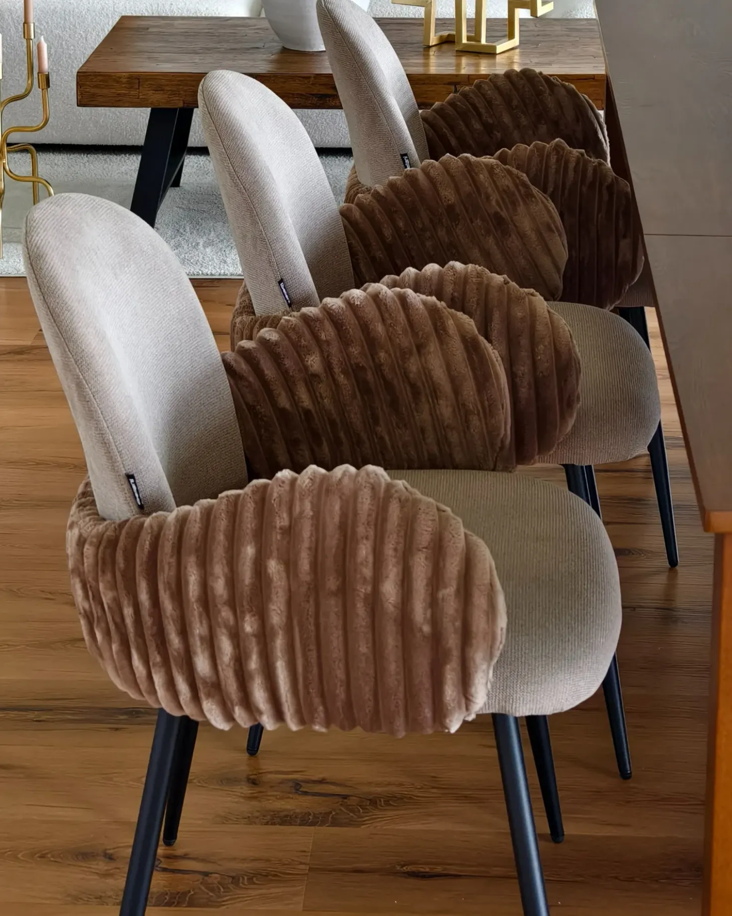 Set di 2 sedie da pranzo AMITY Tessuto Tortora