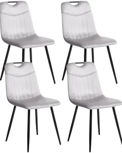Set di 4 sedie da pranzo ARGYLE Velluto Grigio chiaro