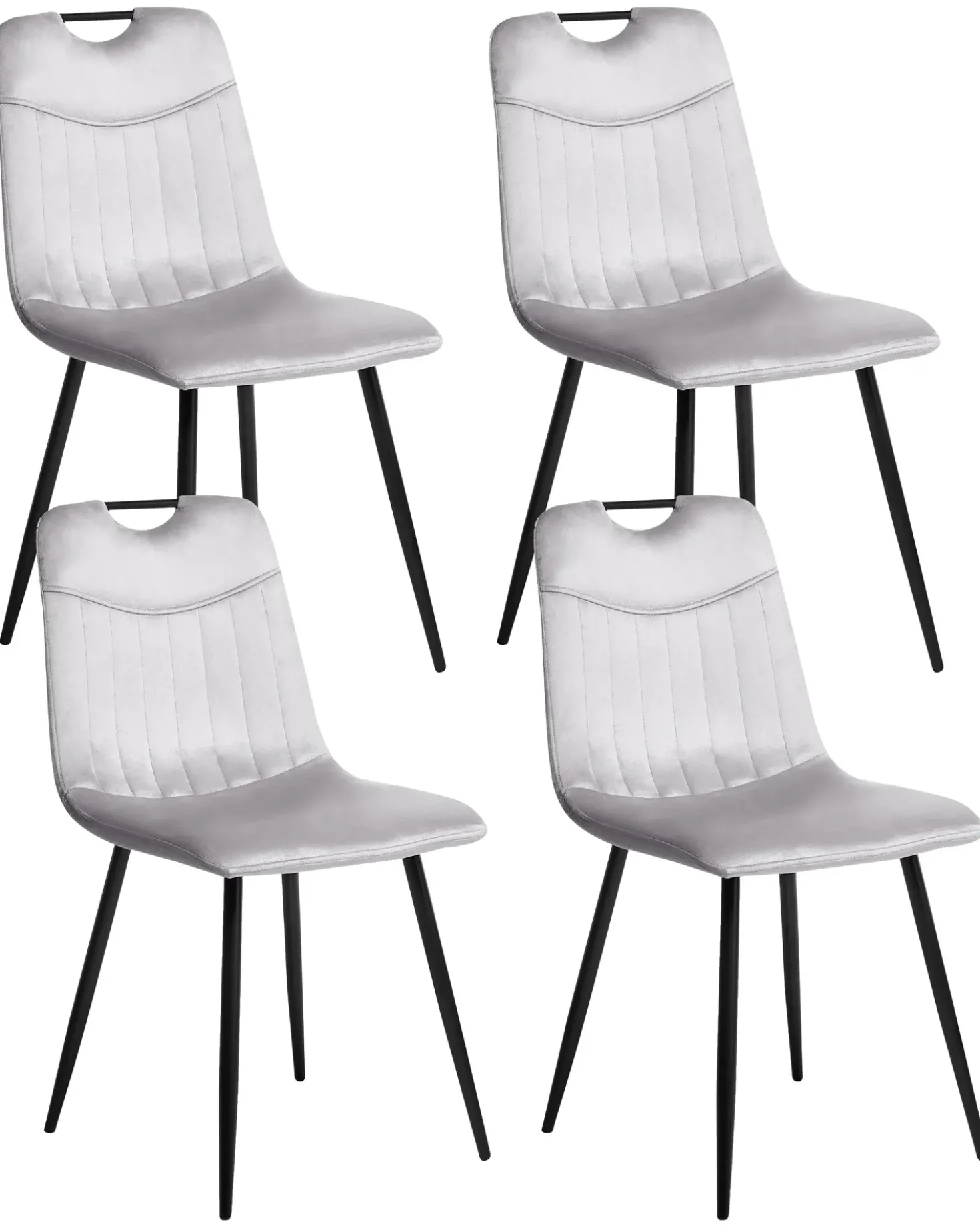Set di 4 sedie da pranzo ARGYLE Velluto Grigio chiaro
