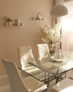 Set di 2 sedie da pranzo ALTOONA Velluto Bianco sporco