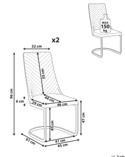 Set di 2 sedie da pranzo ALTOONA Velluto Bianco sporco