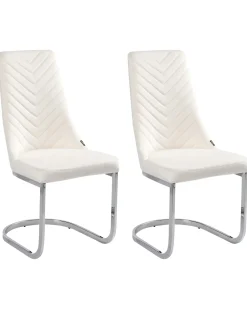 Set di 2 sedie da pranzo ALTOONA Velluto Bianco sporco