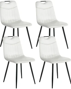 Set di 4 sedie da pranzo ARGYLE Velluto Bianco sporco