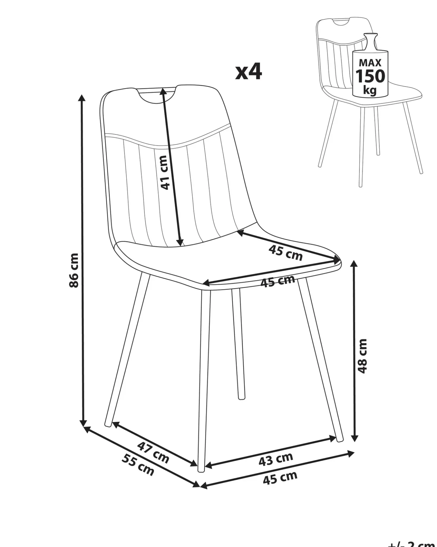 Set di 4 sedie da pranzo ARGYLE Velluto Bianco sporco