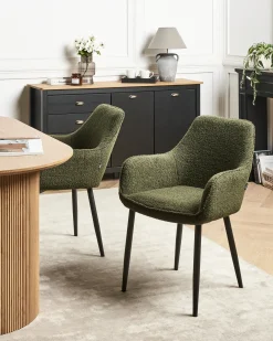 Set di 2 sedie da pranzo ALDEN Bouclé Verde scuro