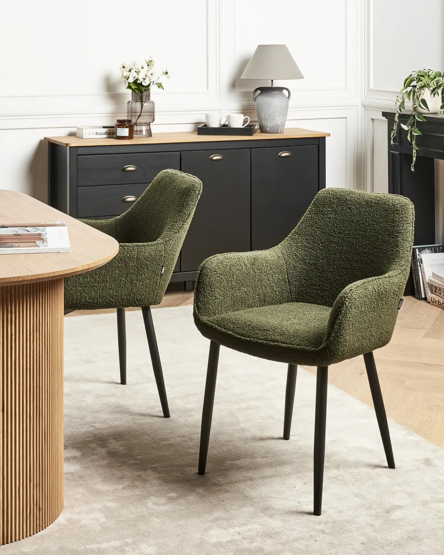 Set di 2 sedie da pranzo ALDEN Bouclé Verde scuro