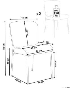 Set di 2 sedie da pranzo ADA Tessuto Marrone