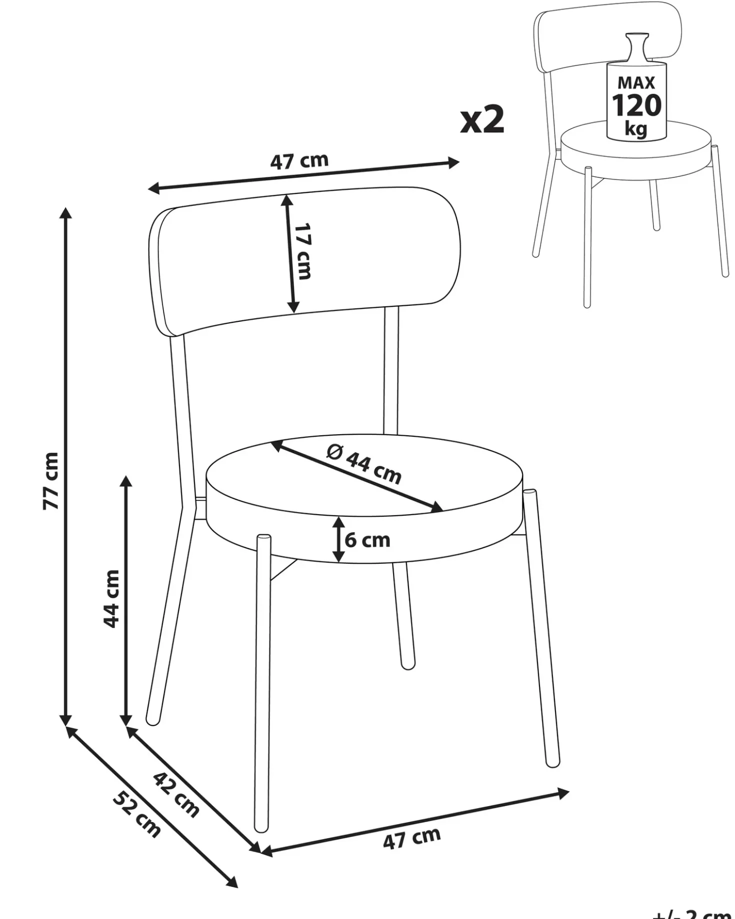 Set di 2 sedie da pranzo ALLISON Bouclé Beige chiaro