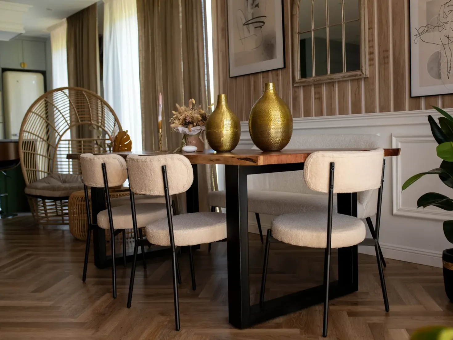 Set di 2 sedie da pranzo ALLISON Bouclé Beige chiaro