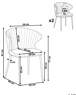 Set di 2 sedie da pranzo AUGUSTA Velluto Senape