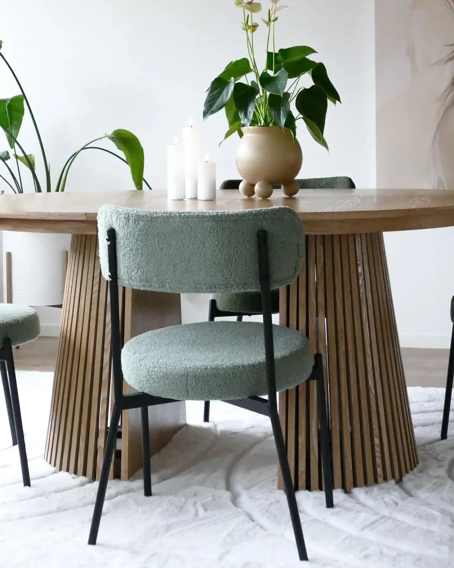 Set di 2 sedie da pranzo ALLISON Bouclé Verde chiaro