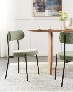 Set di 2 sedie da pranzo ALLISON Bouclé Verde chiaro