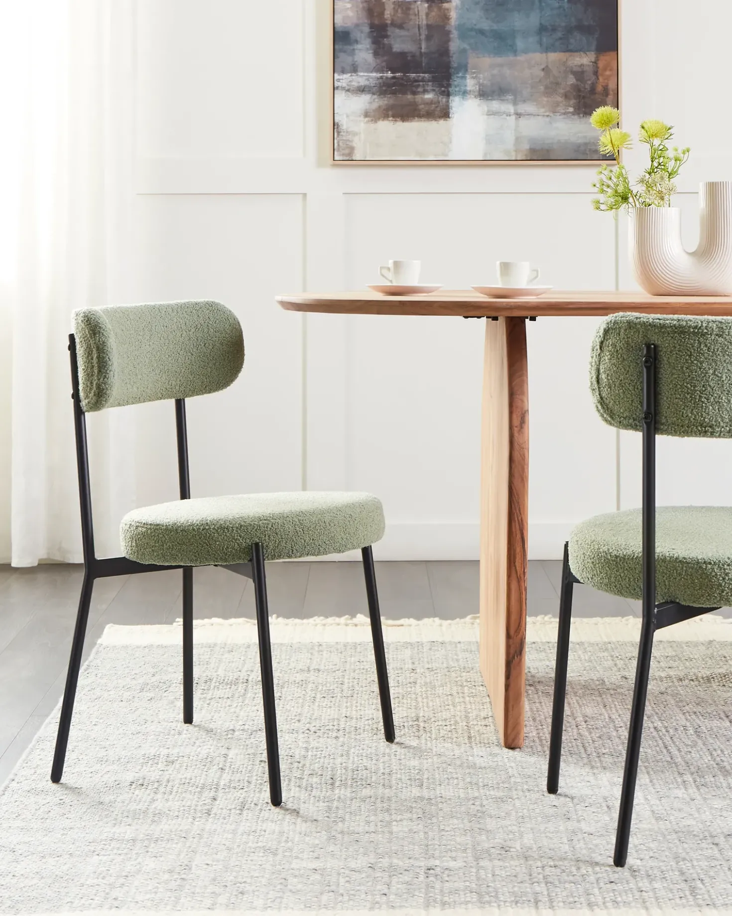 Set di 2 sedie da pranzo ALLISON Bouclé Verde chiaro