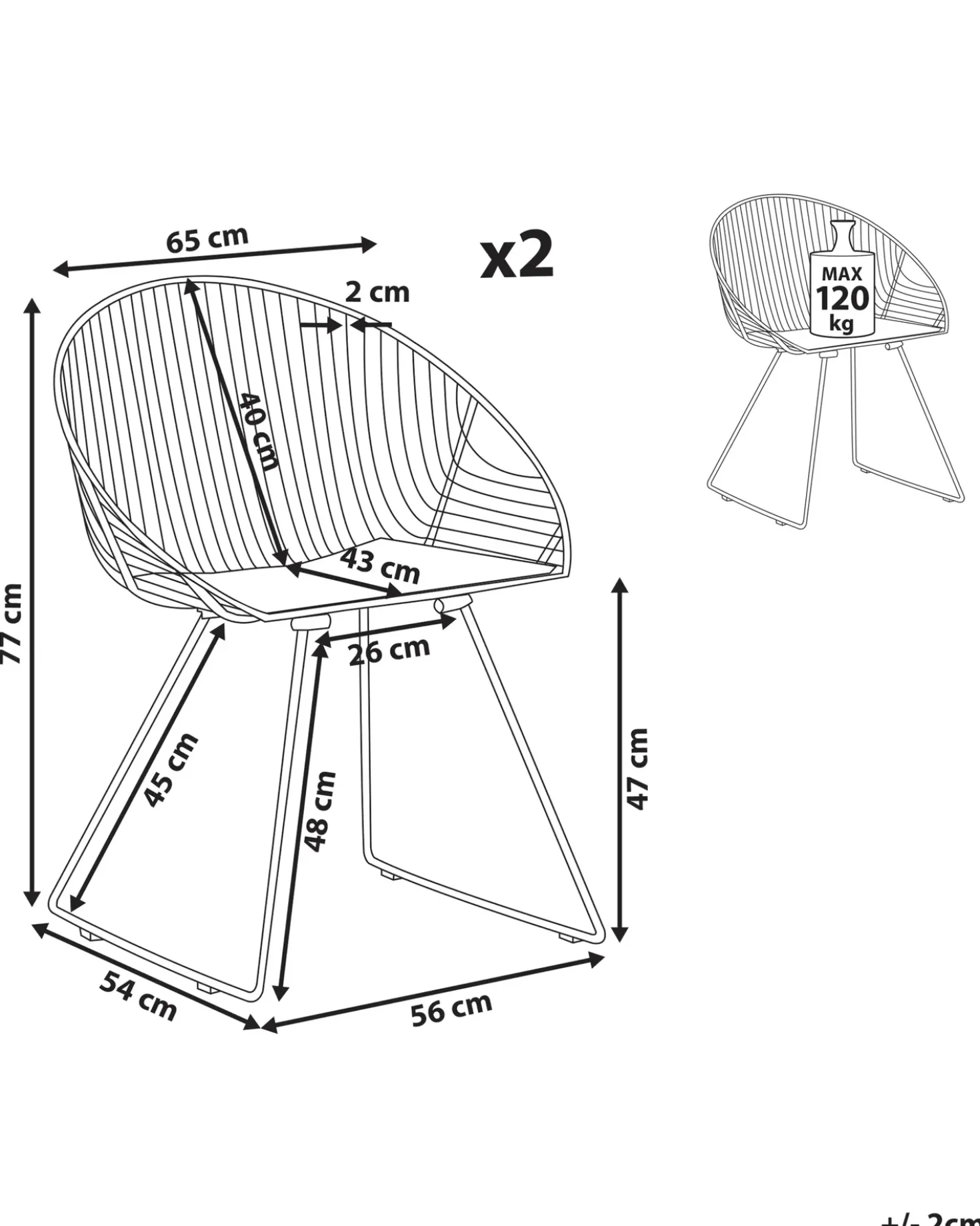 Set di 2 sedie da pranzo AURORA Metallo Oro