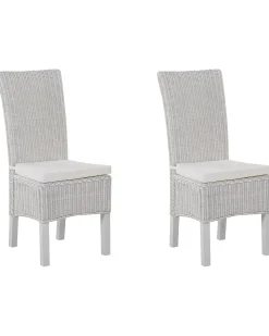 Set di 2 sedie da pranzo ANDES Rattan Bianco