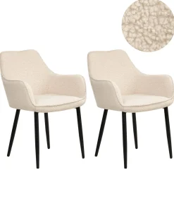 Set di 2 sedie da pranzo ALDEN Bouclé Beige chiaro
