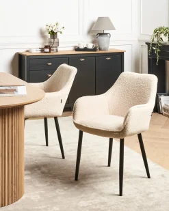 Set di 2 sedie da pranzo ALDEN Bouclé Beige chiaro