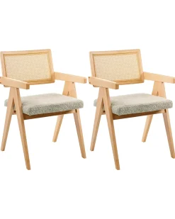 Set di 2 sedie da pranzo AVA Legno Marrone chiaro/Tortora