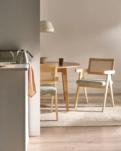Set di 2 sedie da pranzo AVA Legno Marrone chiaro/Tortora