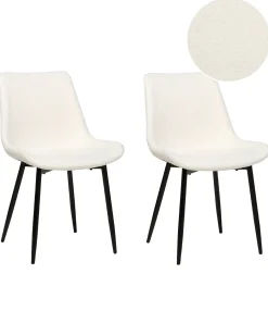 Set di 2 sedie da pranzo AVILLA Bouclé Bianco