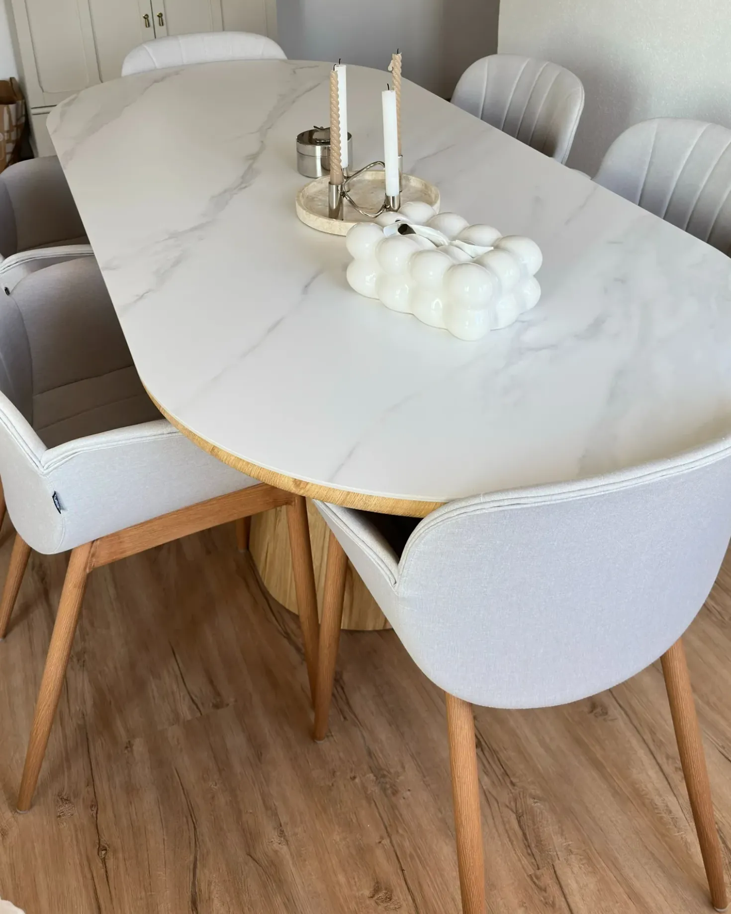 Set di 2 sedie da pranzo ALICE Tessuto Grigio chiaro