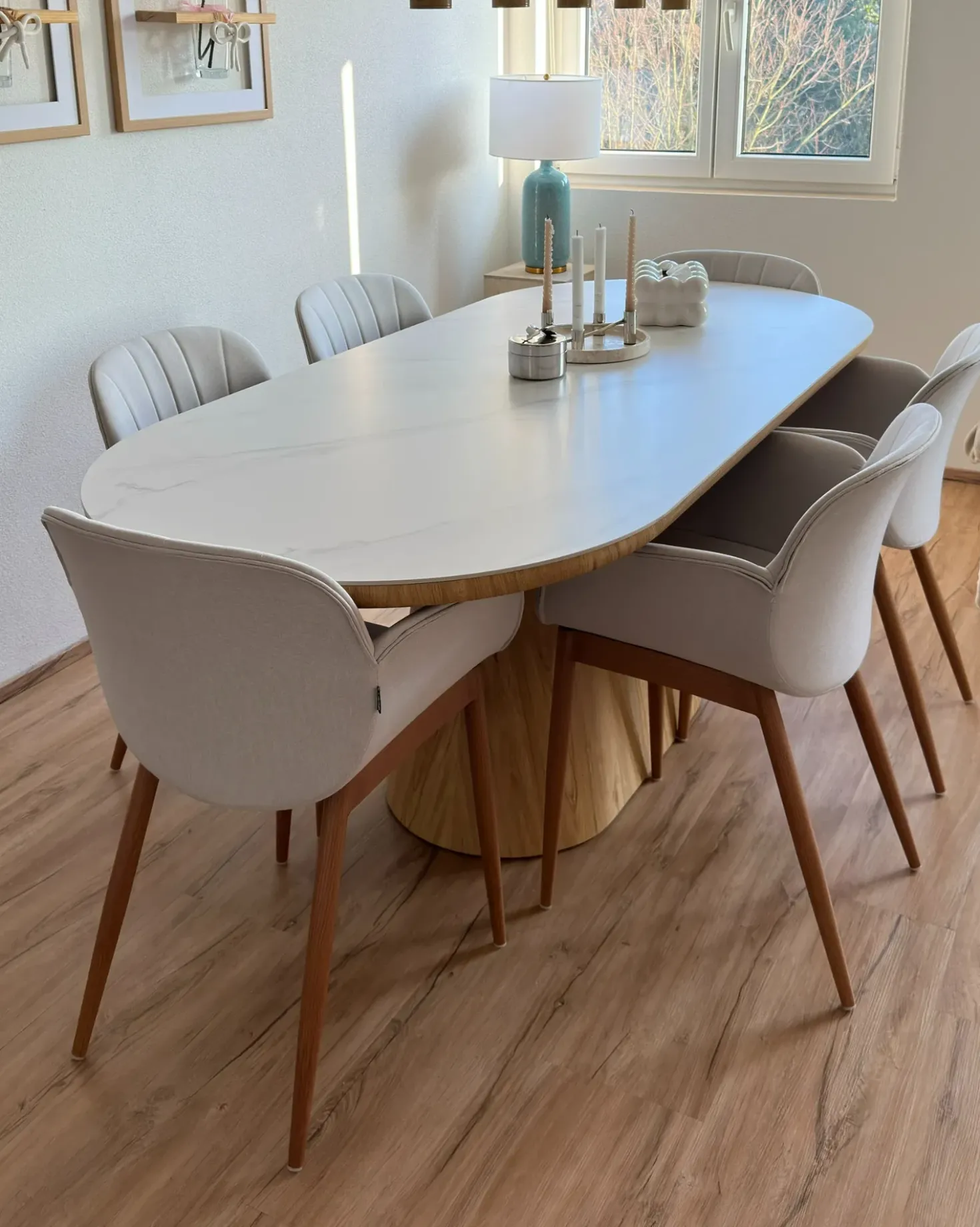 Set di 2 sedie da pranzo ALICE Tessuto Grigio chiaro
