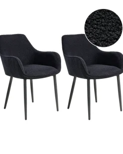 Set di 2 sedie da pranzo ALDEN Bouclé Nero